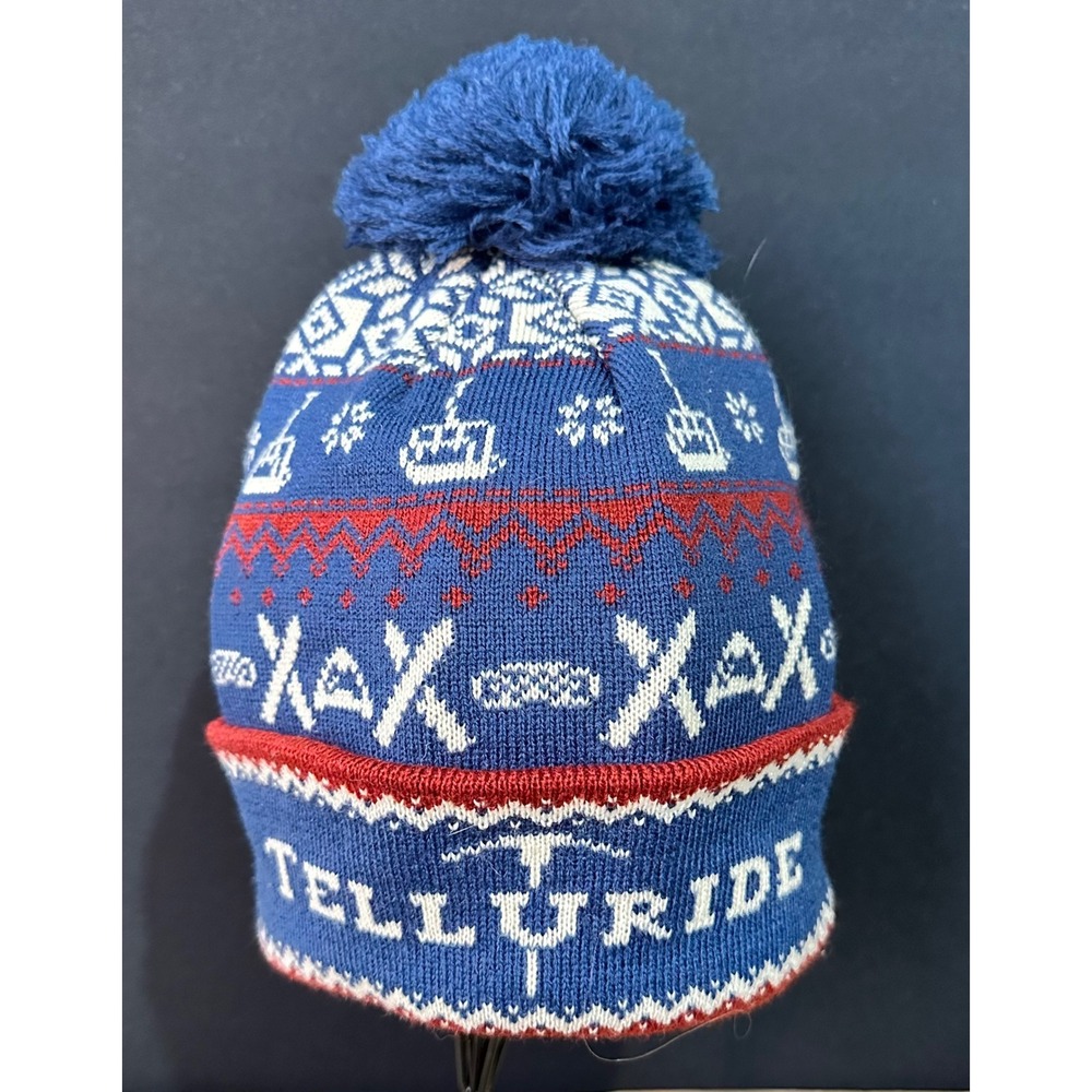 Locale Telluride Beanie Fair Isle Ski Gondola Knit Hat Unisex OS Blue Excellent